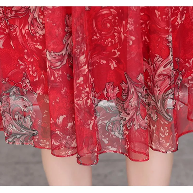 Платье женское шифоновое с цветочным принтом приталенное удобное дышащее