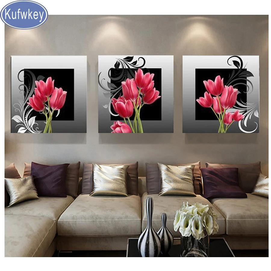 Алмазная вышивка акварель &quotРоза&quot цветок алмазов картина 3 шт. головоломка