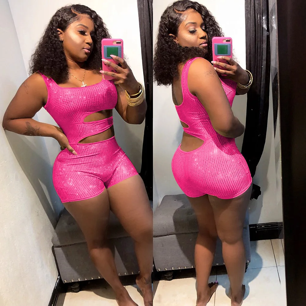 Женский комбинезон с открытой спиной клубный без рукавов Облегающий красного