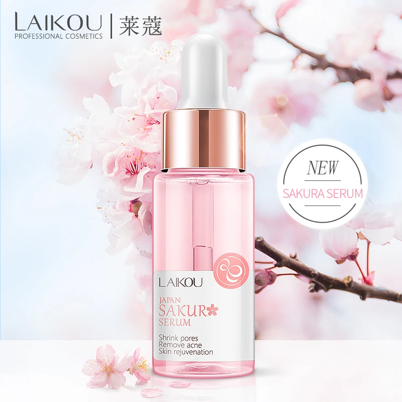 

Сыворотка LAIKOU Sakura, японский экстракт, эссенция для сужения пор, удаление акне, омоложение кожи, вишня, гиалуронический Витамин C, для лица и г...