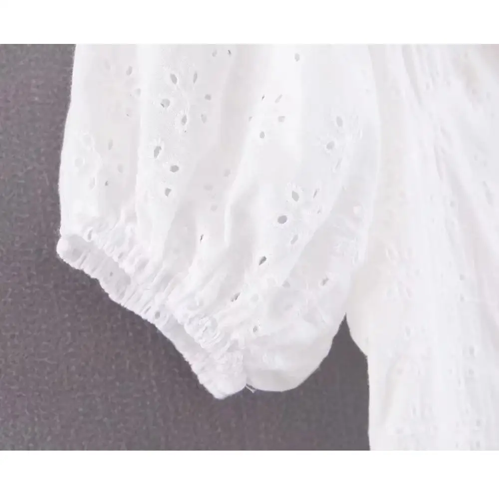 Женское кружевное платье Boho белое винтажное мини-платье с коротким рукавом и