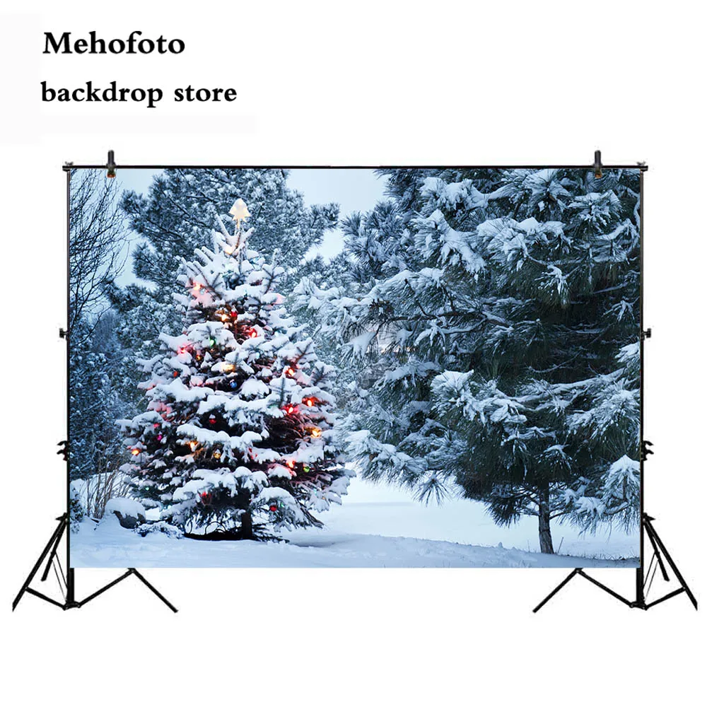 Фотофон Mehofoto с изображением рождественской елки Зимний снег фотография фон для