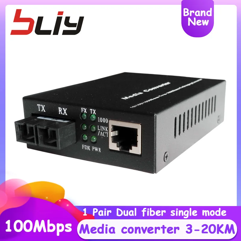 Bliy 1F1E 20 км 100 м двойной волоконный одномодовый SC порт RJ45 ethernet волоконно оптический