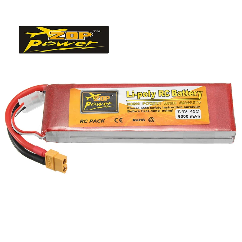 ZOP мощность 7,4 V 6000mAh 45C 2S Lipo батарея XT60 Разъем для RC гоночный автомобиль камера дроны FPV Квадрокоптер Асс запчасти