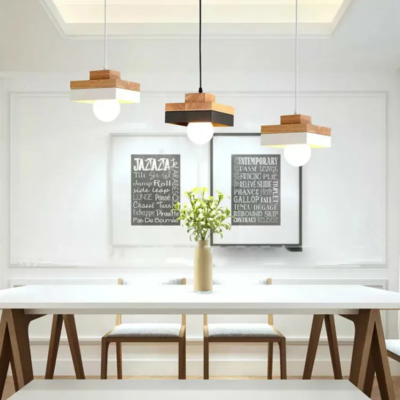 Современный модный подвесной светильник из дерева и железа для бара кафе