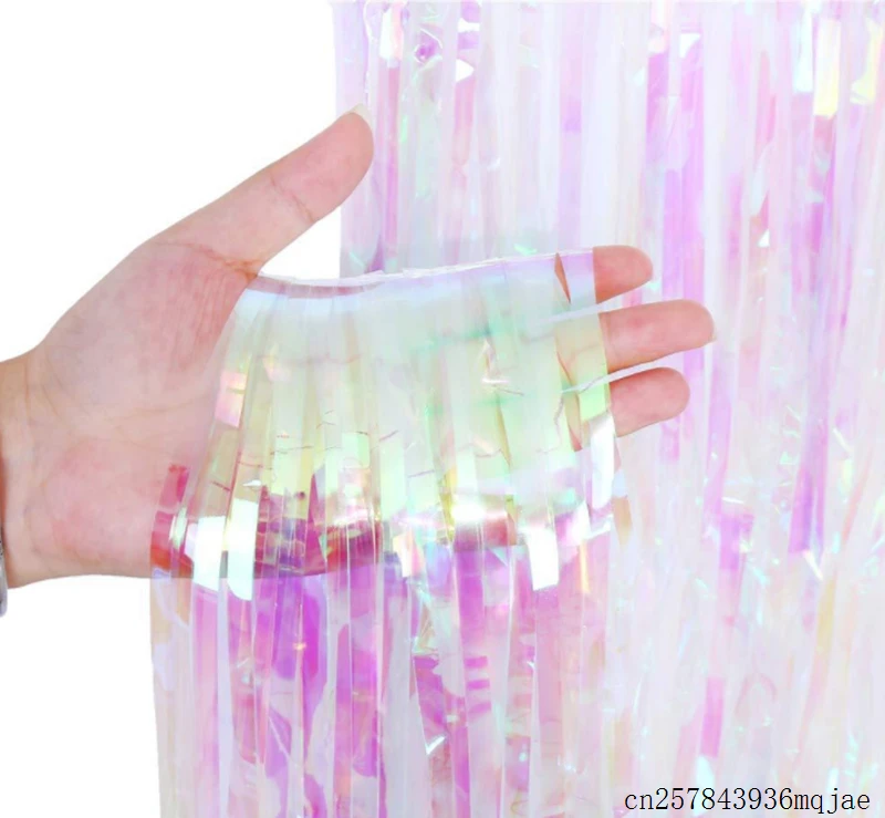 50 шт. блестящие занавески для дождя цвета радуги металлическая бахрома из фольги