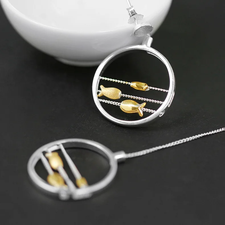 CMAJOR Designer 925 Sterling Silver Two Tone Gold Plated Swimming Fish Earrings Women Girls Original Fine Jewelry Wholesale | Украшения и
