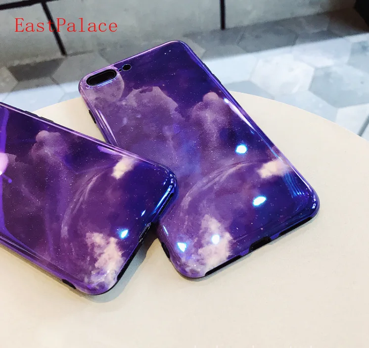 Blu Ray Purple Case for Apple Iphone X XS MAX XR 8 7 6 6S Plus Phone Cases Glitter Outer Space Pattern Couple Back Cover |