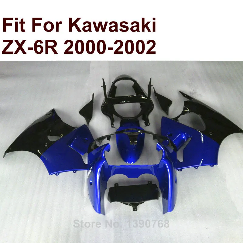 

Комплект обтекателей для мотоцикла Kawasaki ZX6R синий черный 00 01 02 Ninja ZX 6R 636 2000 2001 2002 Обтекатели XR66