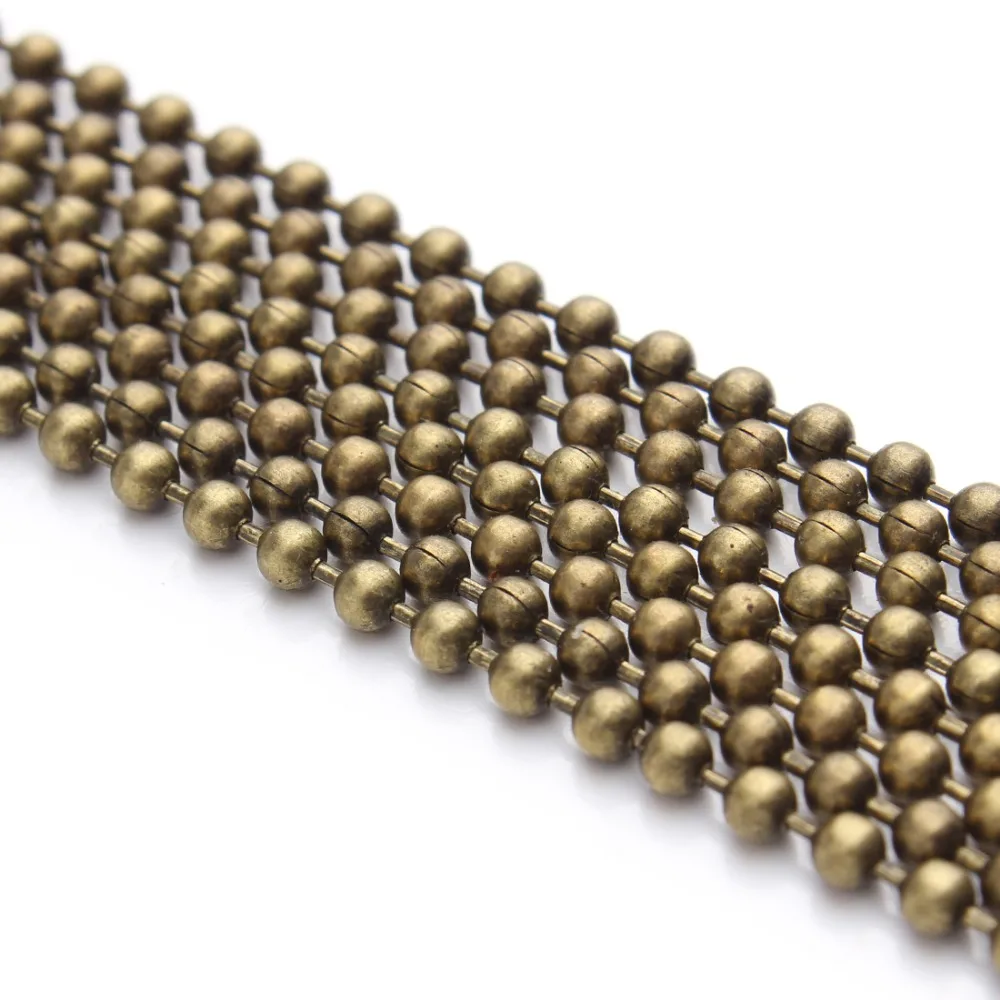 10m/lot Gold Silver Black Antique Bronze Color 1.2mm Ball Beads Bulk Chain Fit DIY Necklace Jewelry Making Findings Materials | Украшения и