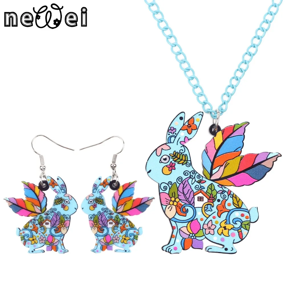 Bonsny брендовые Ювелирные наборы акрил ангел кролик зайца ожерелье серьги чокер