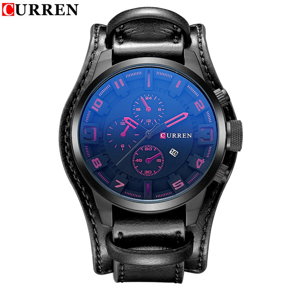 CURREN Модные Спортивные наручные часы с отображением даты Мужские кварцевые