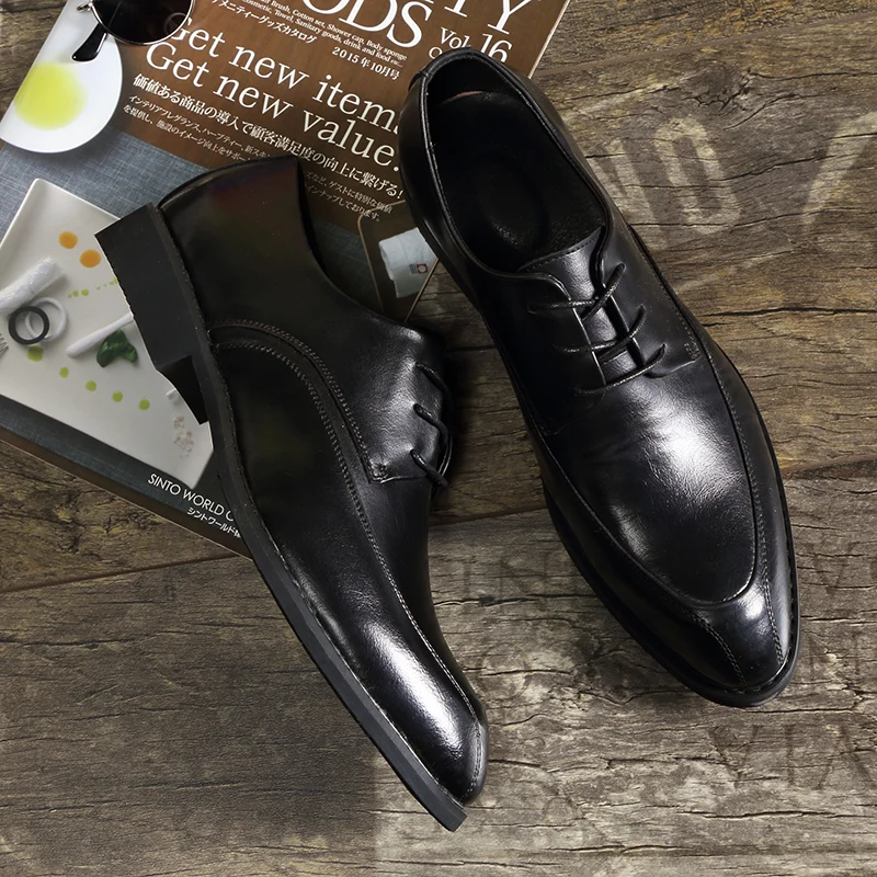 Простые Формальные Кожаные Туфли-оксфорды Мужские модельные свадебные туфли на