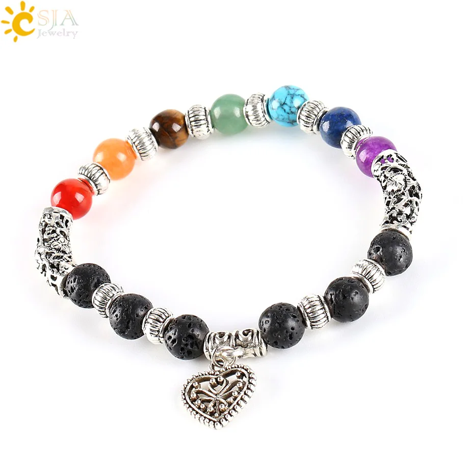 Женский браслет радужной чакры CSJA винтажное ювелирное изделие в стиле бохо с
