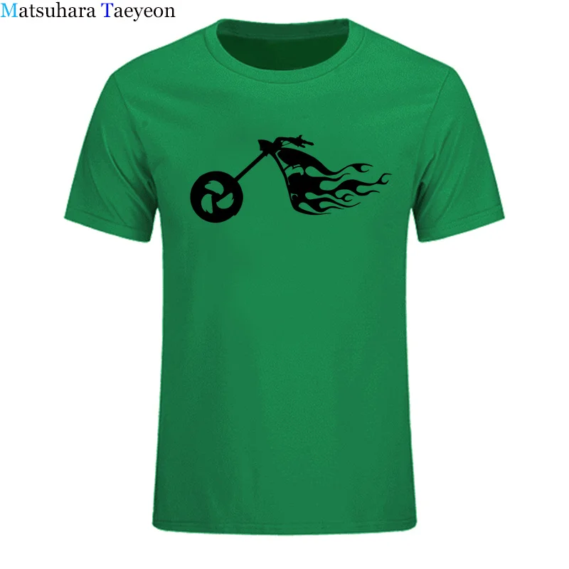 

T-shirt brand men Short sleeve Creative Flaming motorcycle Funny O-Neck tshirt printing t shirts Cotton Tops t shirt for Casual