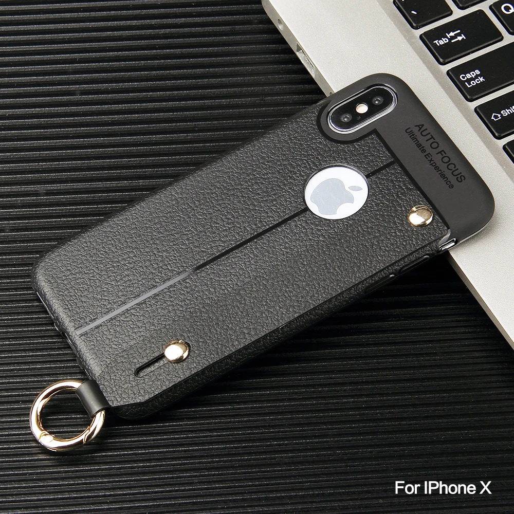 Litchi leather wrist strap for iphone 6 6s 6plus 7 8 7plus 8plus mobile phone case iPhone x xr xsmax back cover |