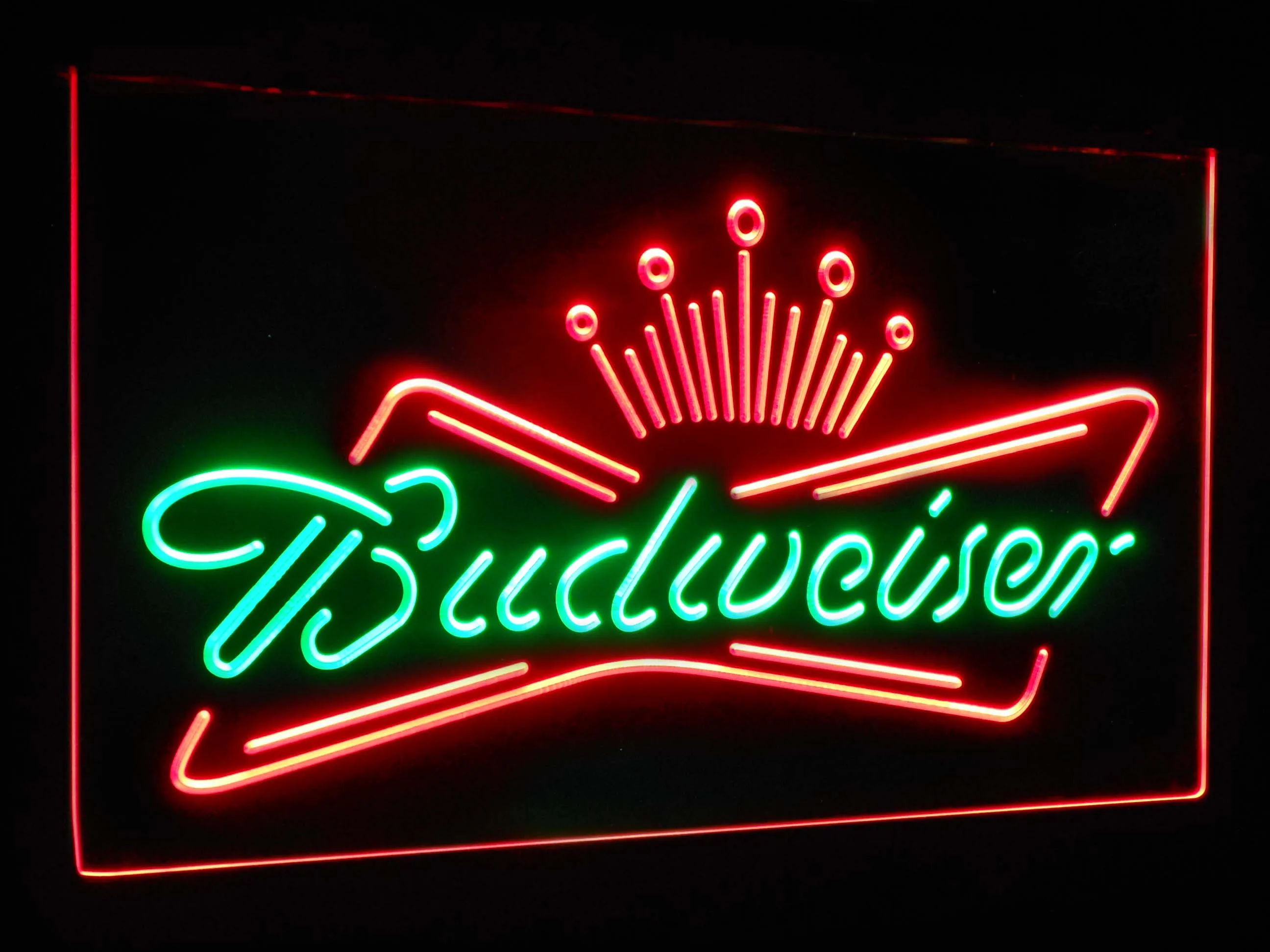 Budweiser King пивной бар украшения подарок двойной цвет светодиодный неоновый светильник вывески st6-a2005 - Цвет: Green and Red