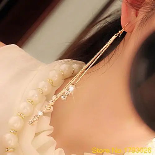 Женские серьги Стразы с длинной цепочкой кисточками висячие крючком Линейные