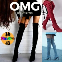 2019 new shoes women boots black over the knee boots sexy female autumn winter lady thigh high boots size 34 43