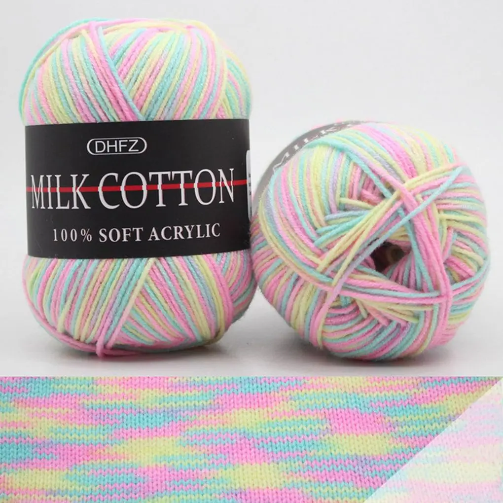50g/Ball Colorful 3 ply Yarn Handmade DIY Scarf Pillow Blanket Knitting Crochet Soft Milk Cotton Yarn Hand Knitting Supplies