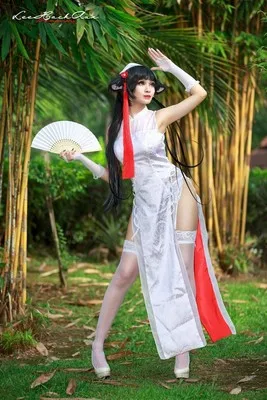 

Game Azur Lane Takao Cosplay Costume Women White Cheongsam Deluxe Satin Halloween Carnival Uniforms