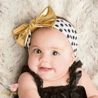 2018 new lovely childrens headbands dots golden bow hair bands headwear for kids girls milk silk soft hair bow hair accessories