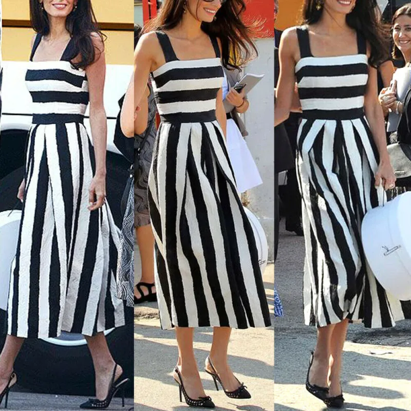 Платье женское длинное в полоску пляжный праздничный сарафан стиле бохо из