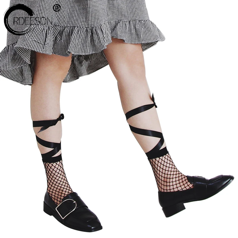 Ordeeson ажурные Носки для девочек Для женщин Лето 2017 черный Характер гетры модные