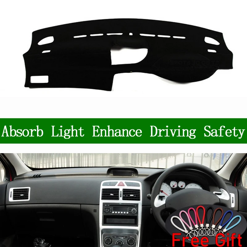 

Для Peugeot 307 2004 2005 2006 2007 2018-2013 крышка приборной панели с правым рулем наклейки на приборную панель коврик для приборной панели ковер аксессуар...