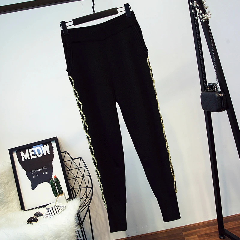 Женский хлопковый спортивный костюм с трикотажной шапкой осенне-зимний пуловер