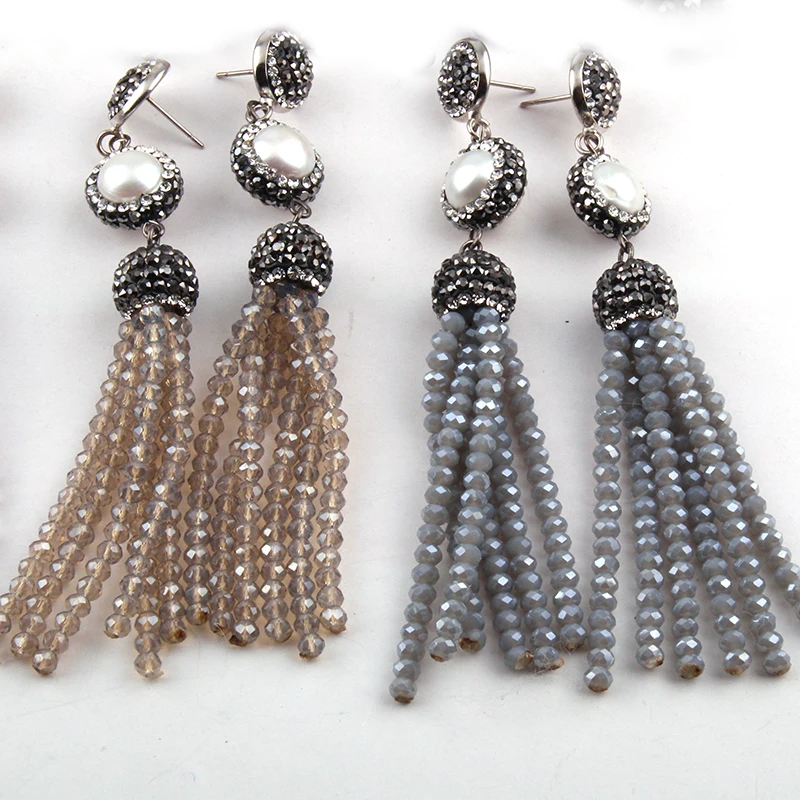 Бесплатная доставка модные серьги ручной работы украшенные жемчугом