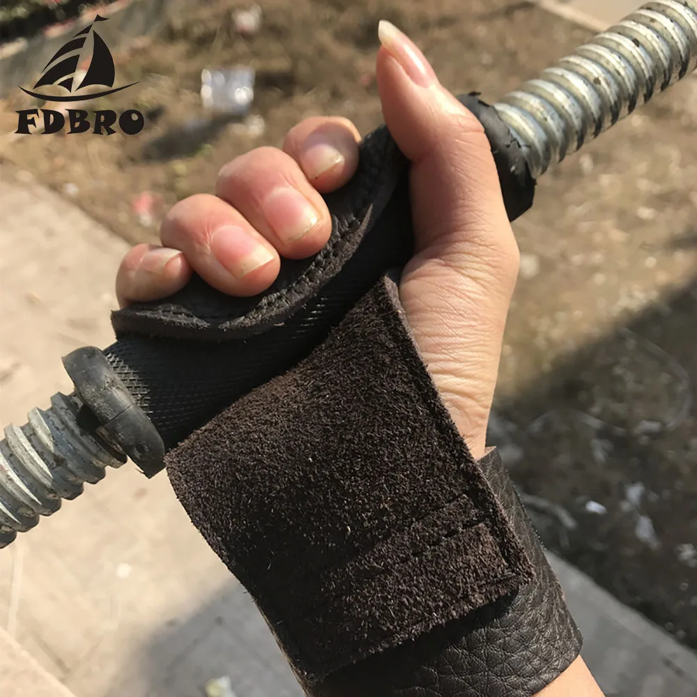 Кожаные Перчатки для фитнеса FDBRO одежда тяжелой атлетики ношение на запястье