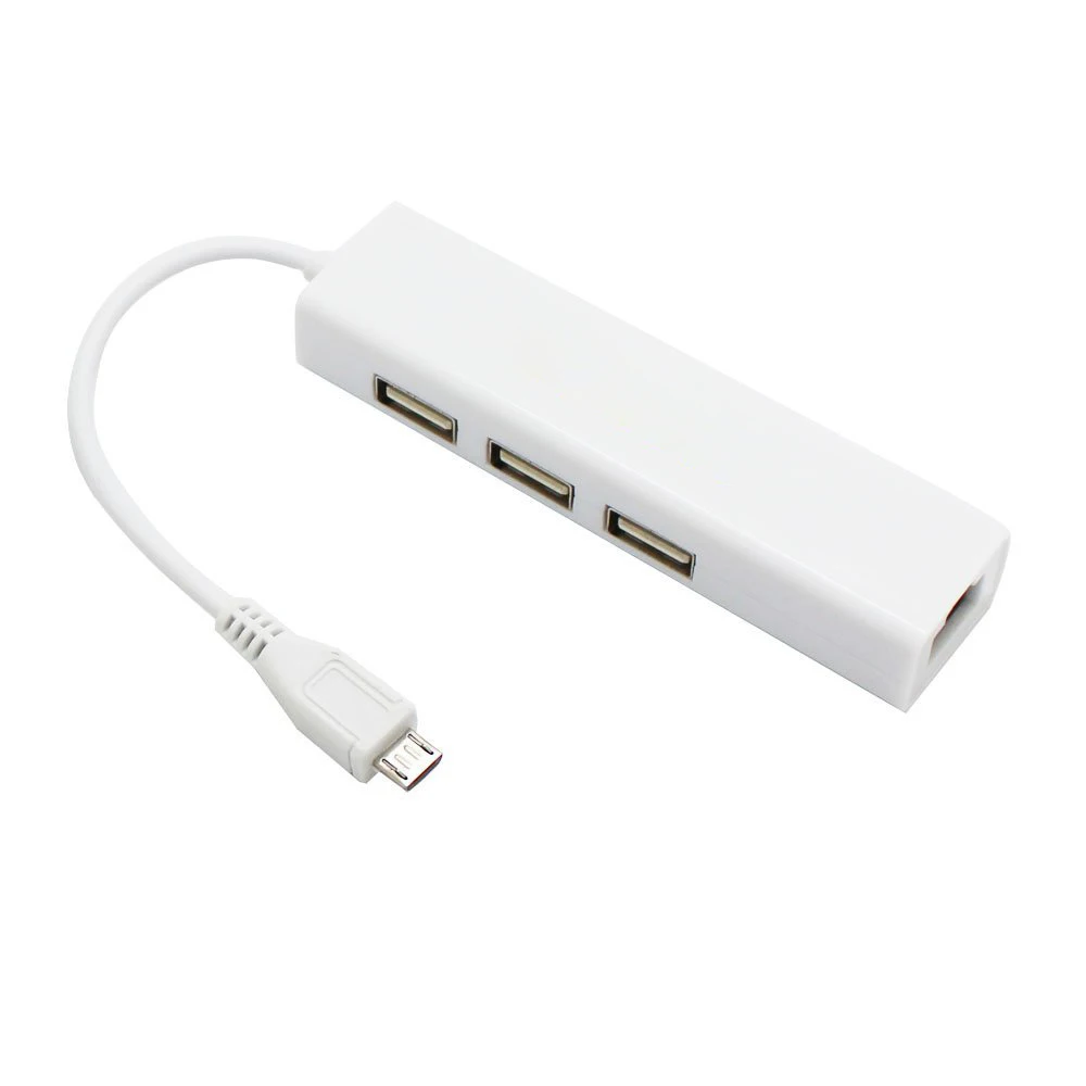 Micro USB 3 Порты концентратор, OTG коммутатора Ethernet 10/100 Мб USB к RJ45 сетевой адаптер проводной сетевой карты для Win Android Phone/PC/ноутбука