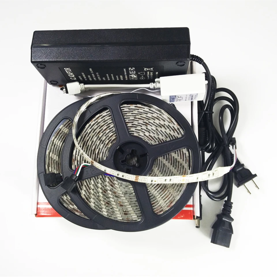 Светодиодный полосы 10 м IP20/IP65 Водонепроницаемый SMD5050 60 светодиодный/M RGB DC12V 10A с 24/44key Инфракрасный пульт управления и Мощность питания