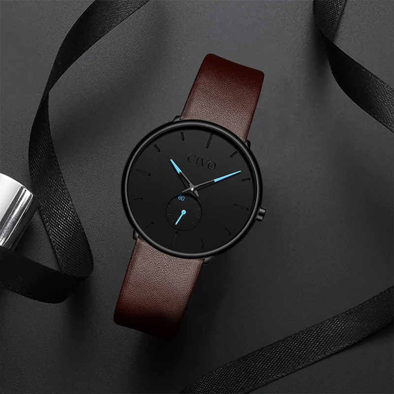 CIVO Fashion Luxury Designer Quartz Watches Women Leather Strap Casual Ladies Simple Wrist Girl Clock Female Gift | Наручные часы