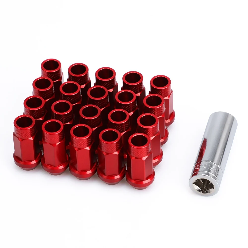 Red 20pcs7075-T6 Алюминий M14X1.5 M12X1.5 M12X1.25 гоночное автомобильное колесо гайки с коническим отверстием производства конический вкладыш колесные гайки - Color Name: Red