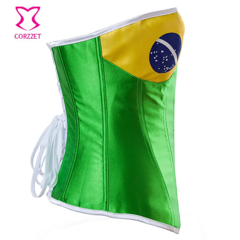 Зеленый флаг Бразилии корсеты и бюстье Корректирующее белье корсет Overbust размера