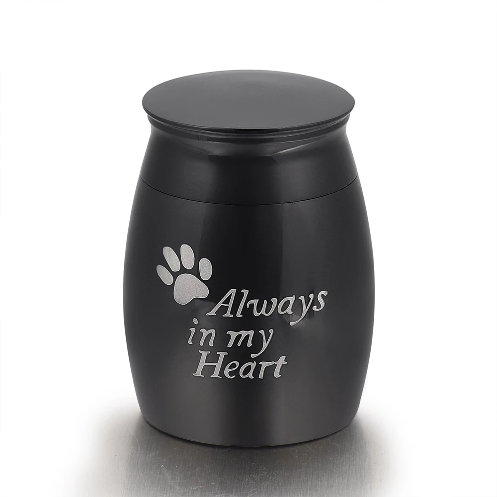 

IJU011 (40mm*29mm) Stainless Steel Cremation Urns For Pets Mini Memorial Locket Casket Hold Ashes - Paw Print Always In My Heart