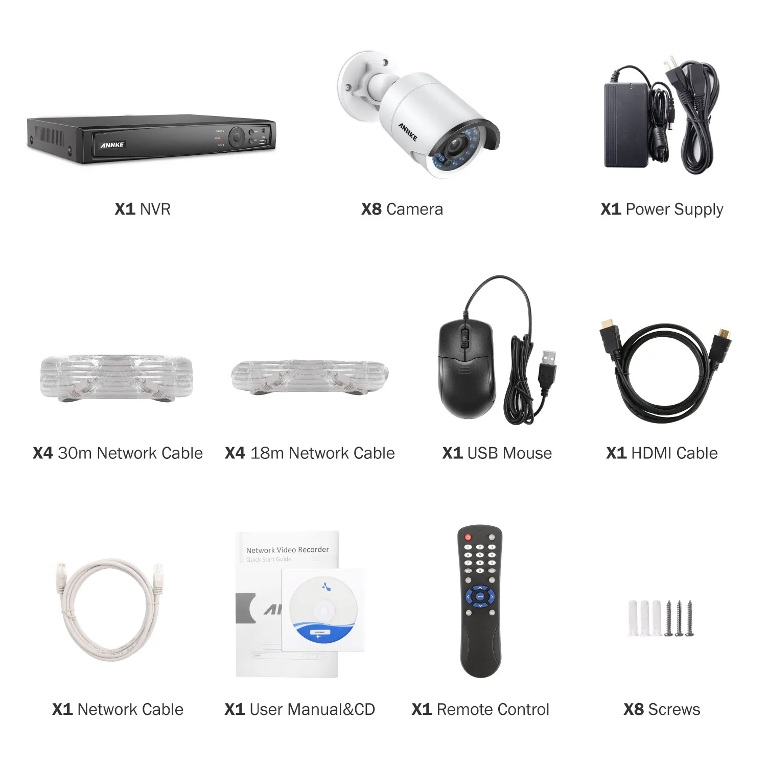 ANNKE 8CH 1080P POE NVR система безопасности 4K с 8 шт. 4 мм 2MP Всепогодная ИК камера ночного