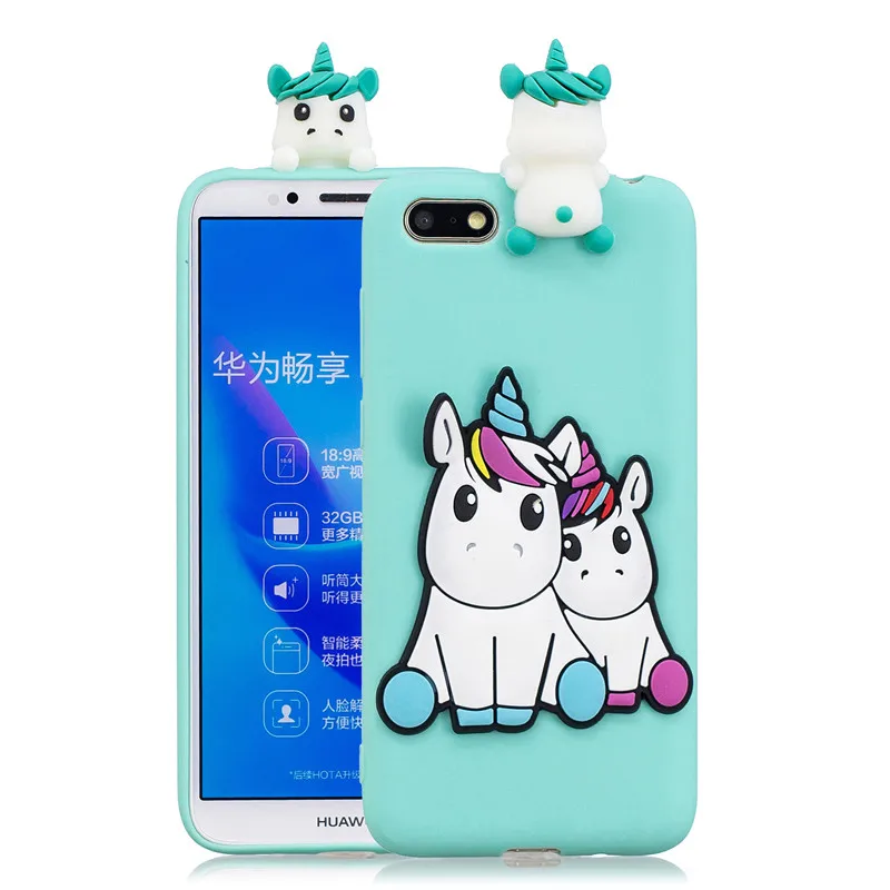 3D Мягкий Силиконовый ТПУ чехол для Huawei Y7 2018 Capa прекрасные Мультяшные чехлы с