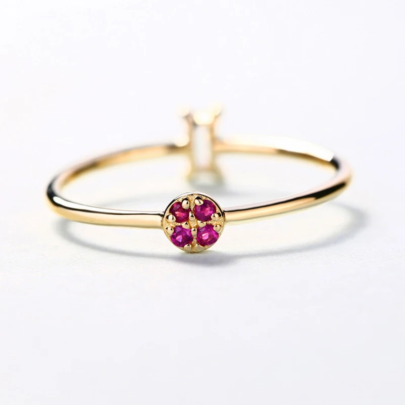 JXXGS хит продаж красный корунд с белым цирконием кольцо 14k золото очаровательное
