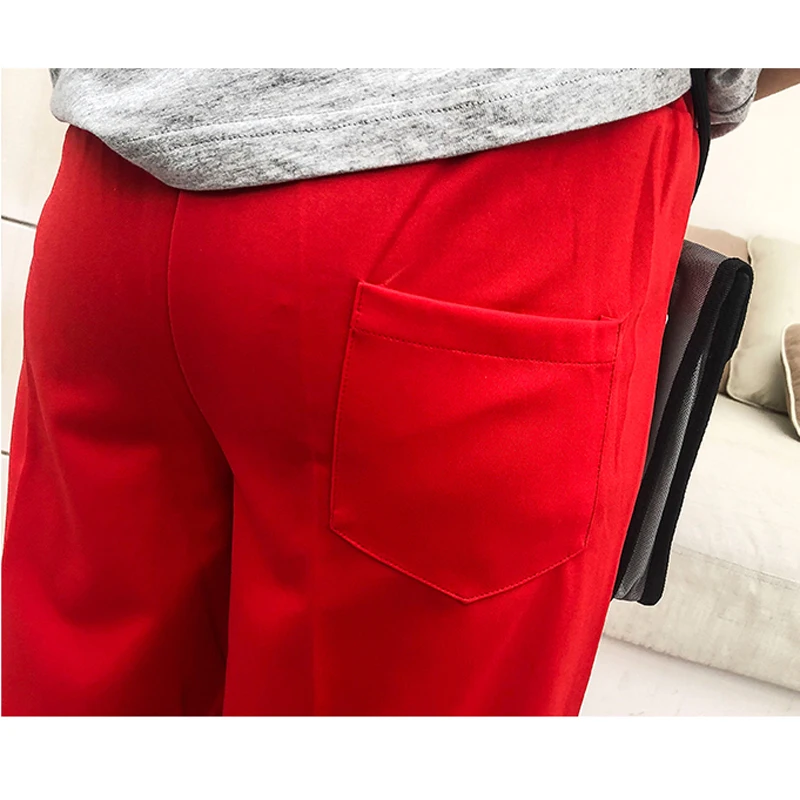 Женские спортивные штаны с эластичной резинкой на талии черные красные