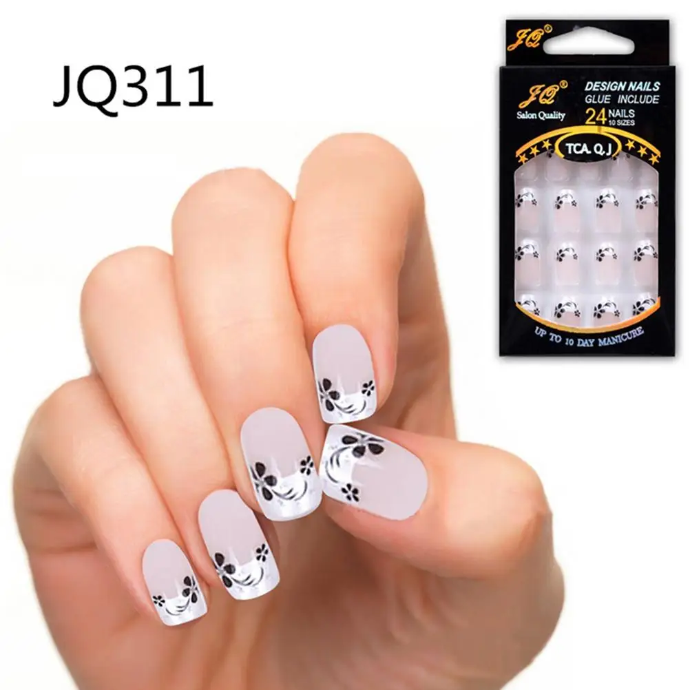 24Pcs/1Set Healthy-looking Fake False Nails Natural French Acrylic Nail Art Design Tips | Красота и здоровье