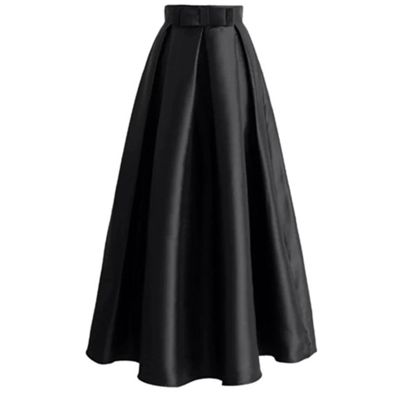 Black Юбки размера плюс Faldas Mujer Moda abaya Дубай Турецкая длинная Плиссированная юбка макси с высокой талией женские юбки - Цвет: Black
