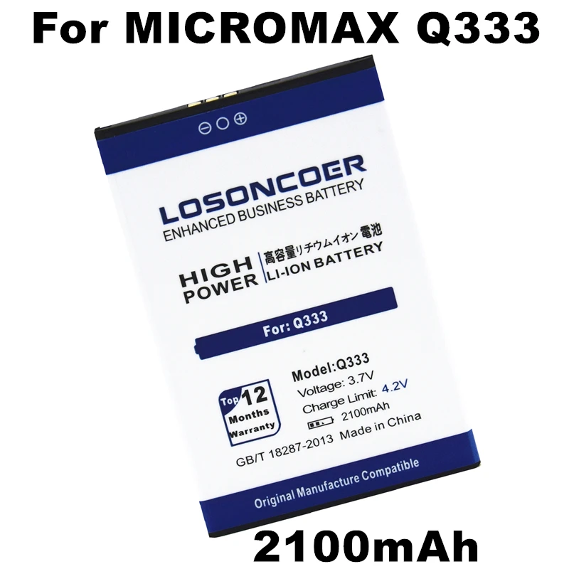 LOSONCOER 2100mAh Q333 батарея мобильного телефона для Micromax батареи|Аккумуляторы