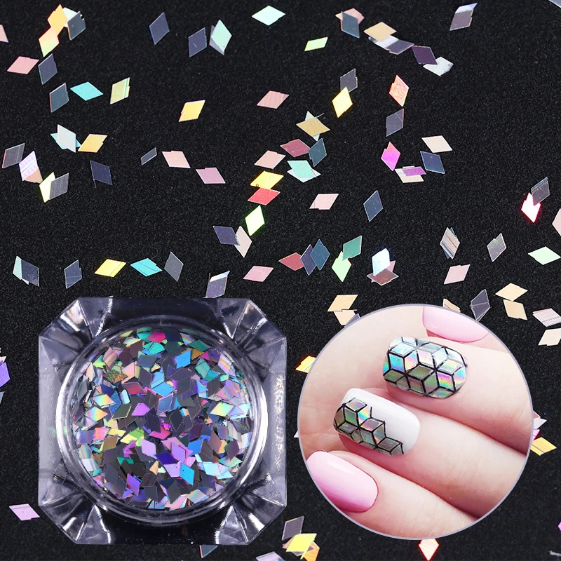 2 мм флаконы для дизайна ногтей 1 г лазерный Серебряный Ромб Блеск блестки пайетки