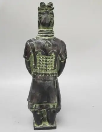 Китайская коллекция латунные Резные Qin Terra-Cotta воины и лошади статуя солдата