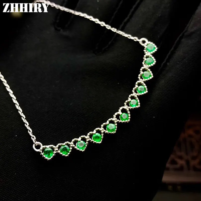 Женское ожерелье из серебра 925 пробы с зеленым изумрудом|fine jewelry|jewelry necklace pendantsjewelry