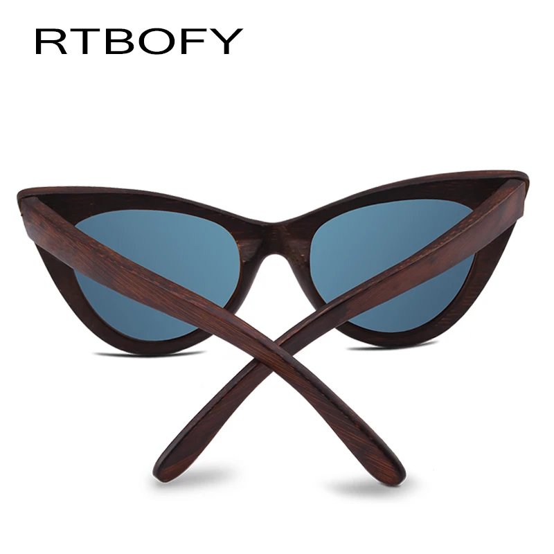 RTBOFY деревянные солнцезащитные очки для женщин с бамбуковой оправой