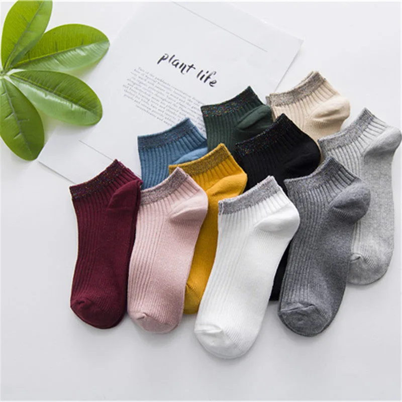 [EIOISAPRA] студенческий стиль золотые серебряные шелковые корейские носки